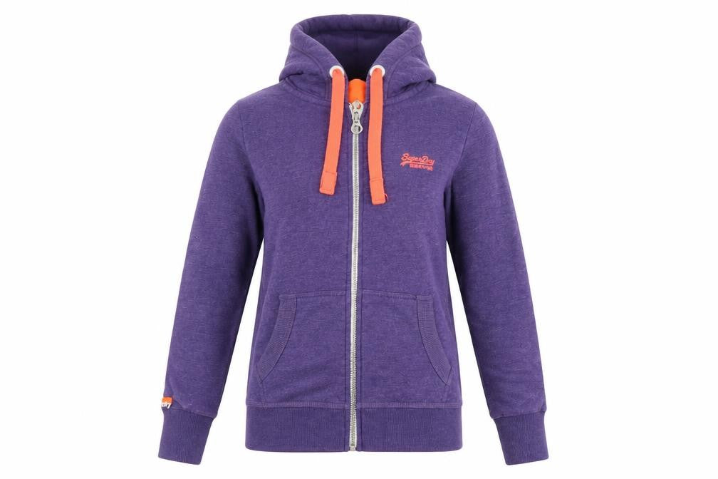 Superdry Women Purple Hooded Full Zip Fleece Jacket Size M
