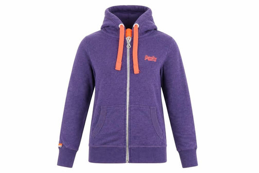 Superdry Women Purple Hooded Full Zip Fleece Jacket Size M