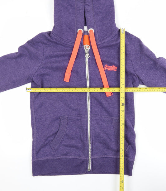 Superdry Women Purple Hooded Full Zip Fleece Jacket Size M