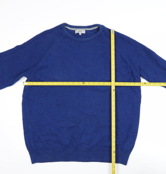 Marks and Spencer Mens Blue Cotton Waffle Knit Jumper XL Regular Fit