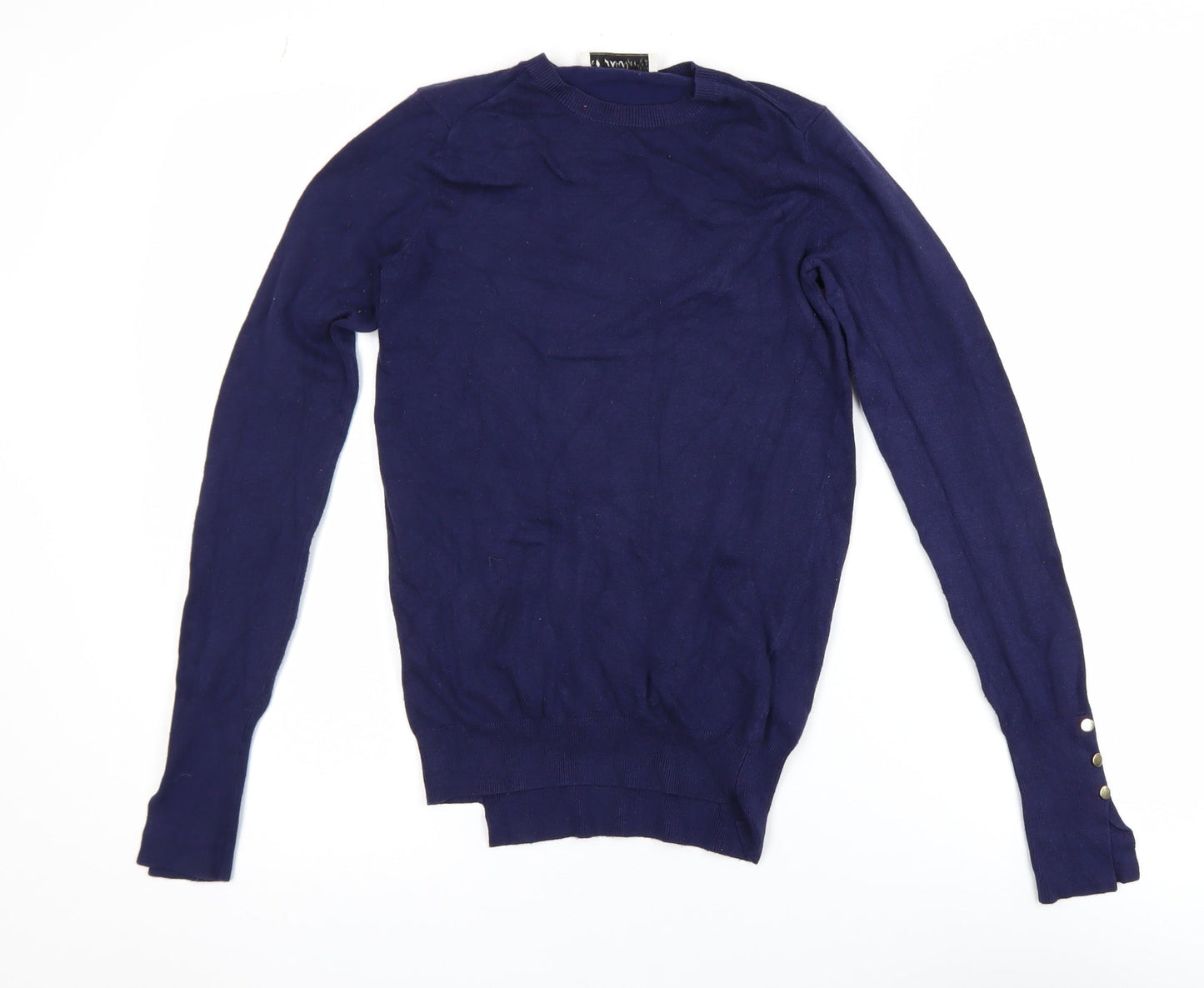 ZARA Women Blue Knit Pullover Jumper Size 8 Crew Neck