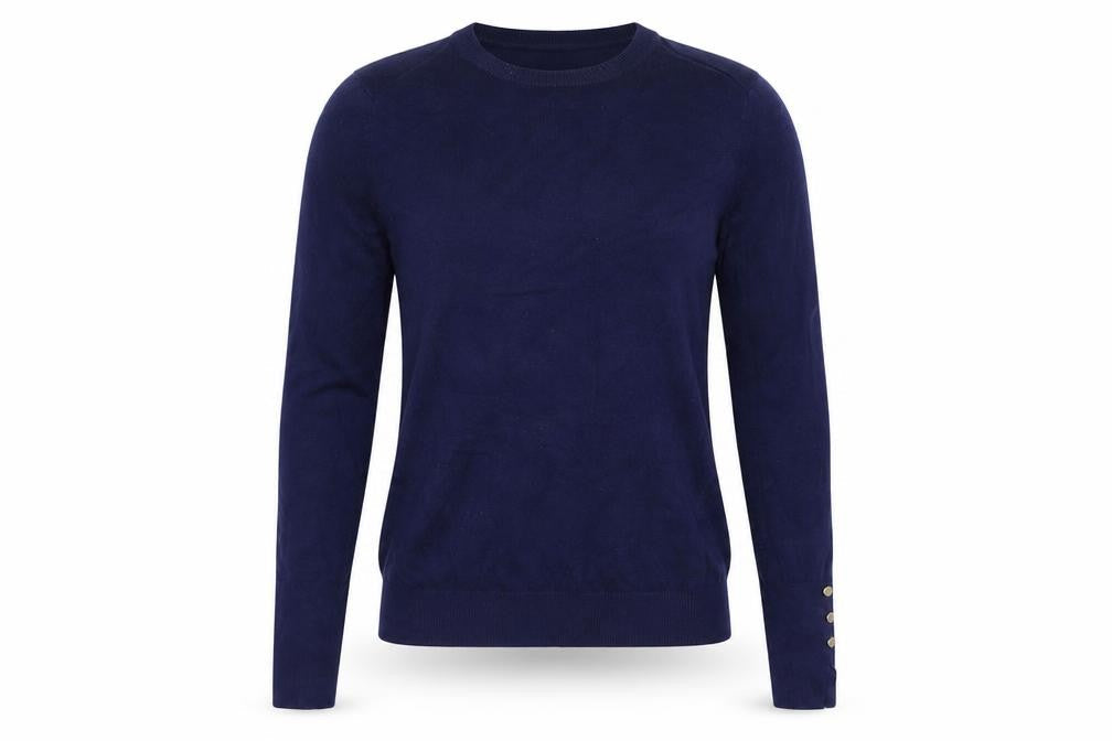 ZARA Women Blue Knit Pullover Jumper Size 8 Crew Neck