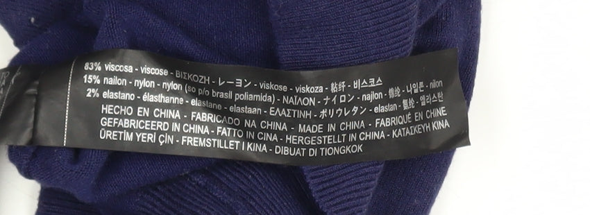 ZARA Women Blue Knit Pullover Jumper Size 8 Crew Neck