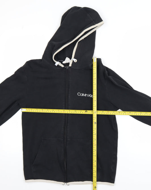 Calvin Klein Men's Black S Hooded Full Zip Cotton Jacket