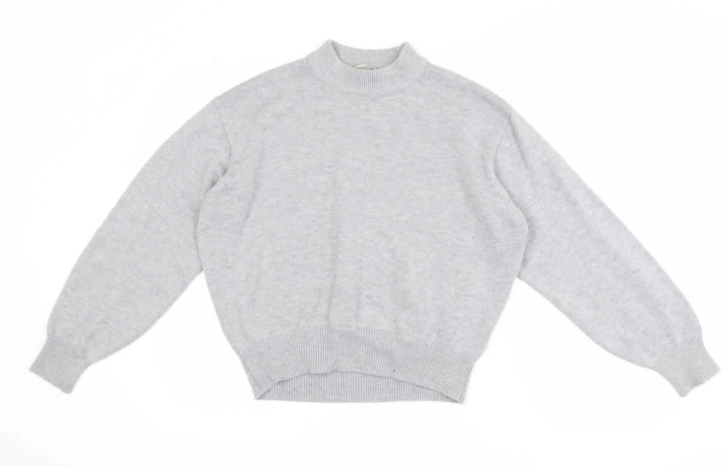 H&M Women’s Grey Mock Neck Long Sleeve Wool Blend Pullover Jumper XS