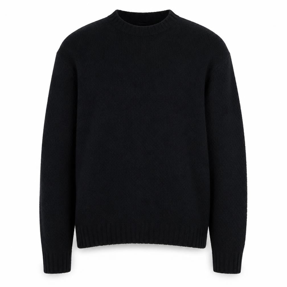 Brunella Gori Men's Black Wool Knit Crew Neck Pullover Jumper L