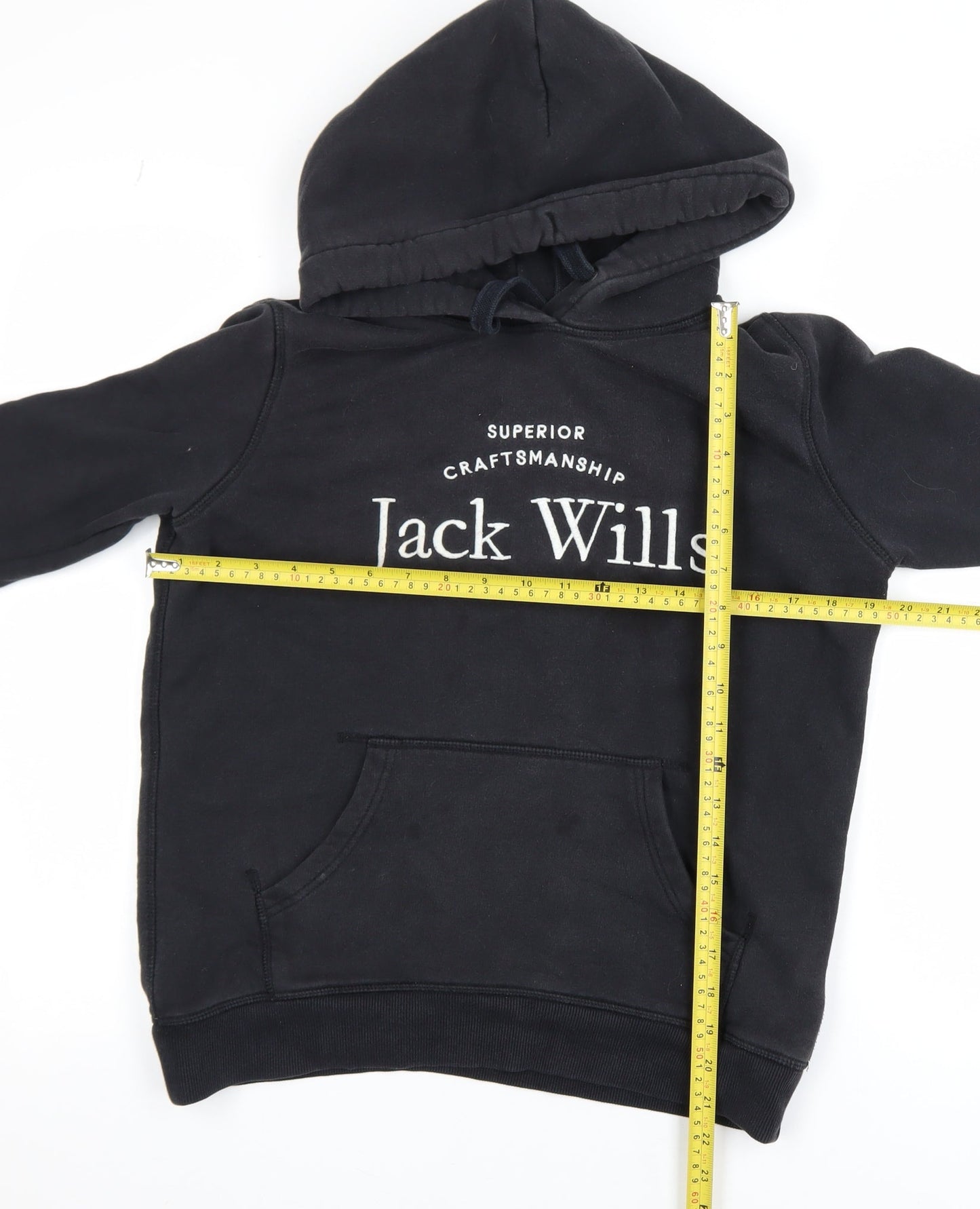 Jack Wills Womens Black Size 8 Pullover Hoodie with Logo Print