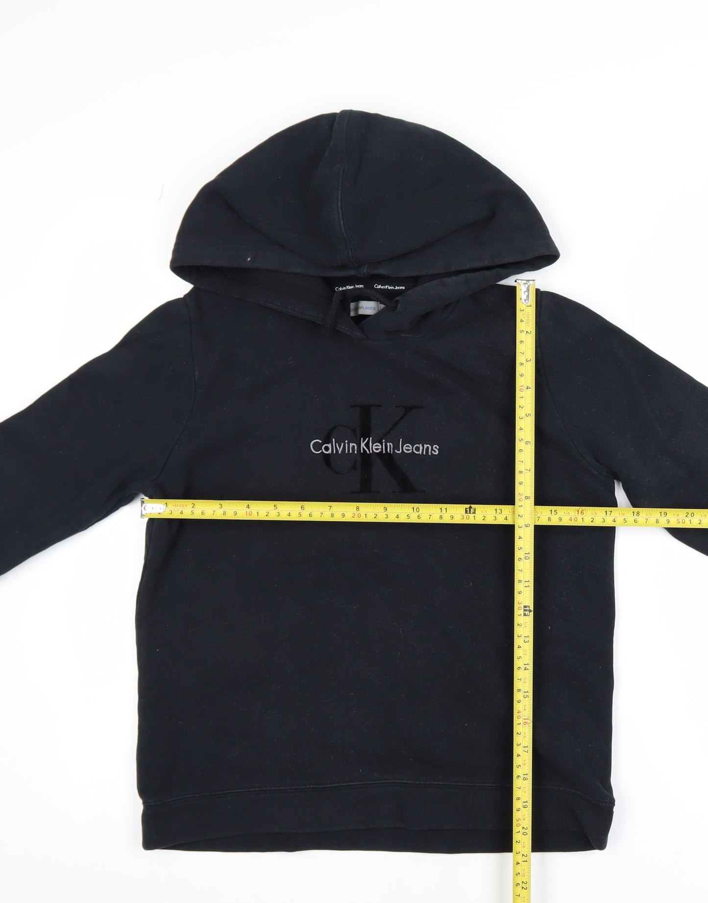 Calvin Klein Jeans Womens Black Small Pullover Hoodie 100% Cotton
