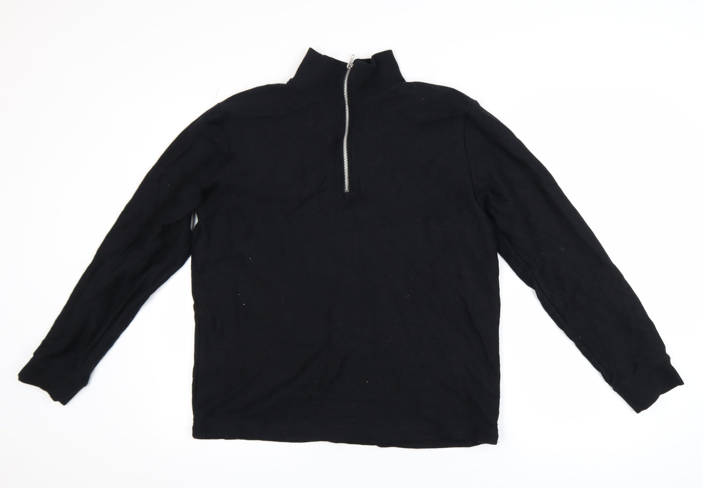 Topman Men's Black Small 1/2 Zip Pullover Sweatshirt