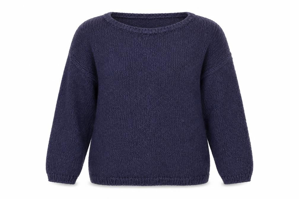 Front view of Massimo Dutti Women Blue Cotton Knit Crew Neck jumper, size 8