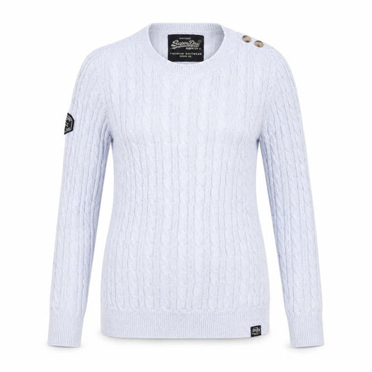Superdry Womens Blue Cable Knit Cotton Jumper Size 10