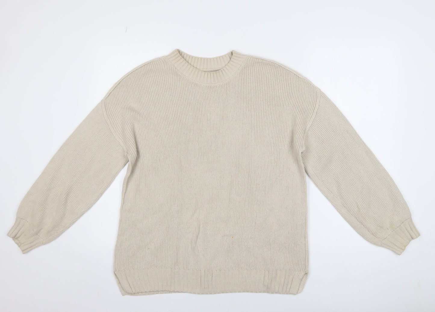 Hollister Womens Beige Crew Neck Knit Pullover Jumper XS