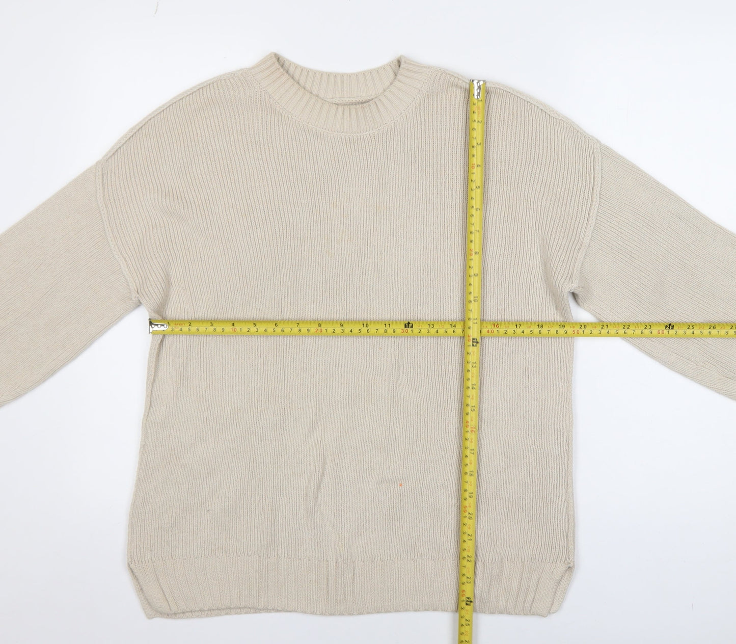 Hollister Womens Beige Crew Neck Knit Pullover Jumper XS