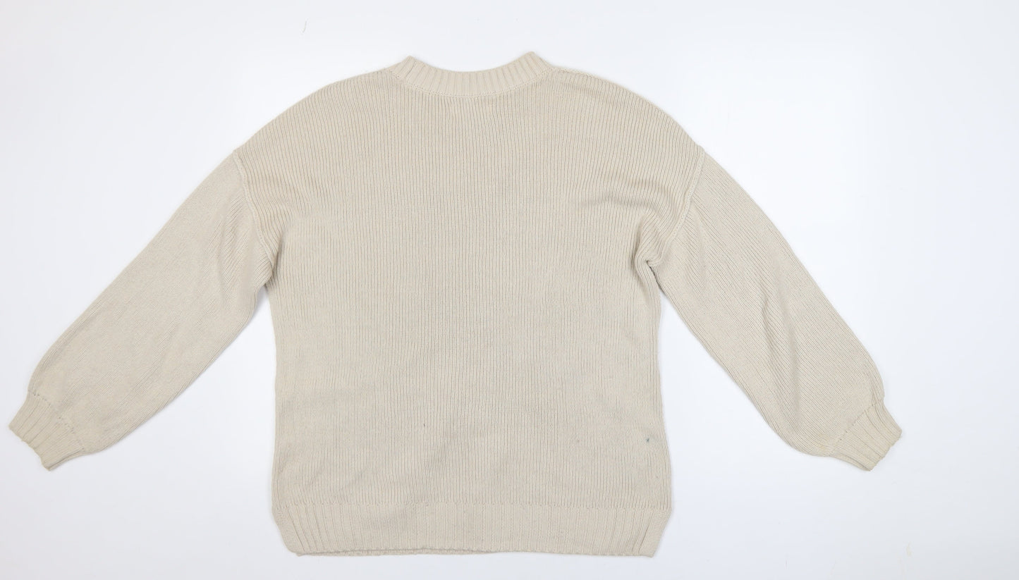 Hollister Womens Beige Crew Neck Knit Pullover Jumper XS