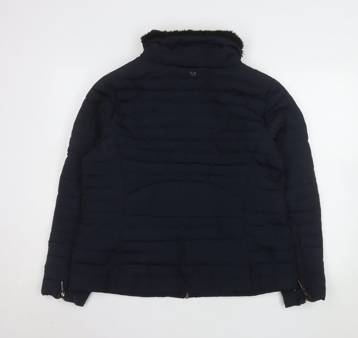 Jasper Conran Women's Blue Puffer Jacket Size 18 Faux Fur Collar
