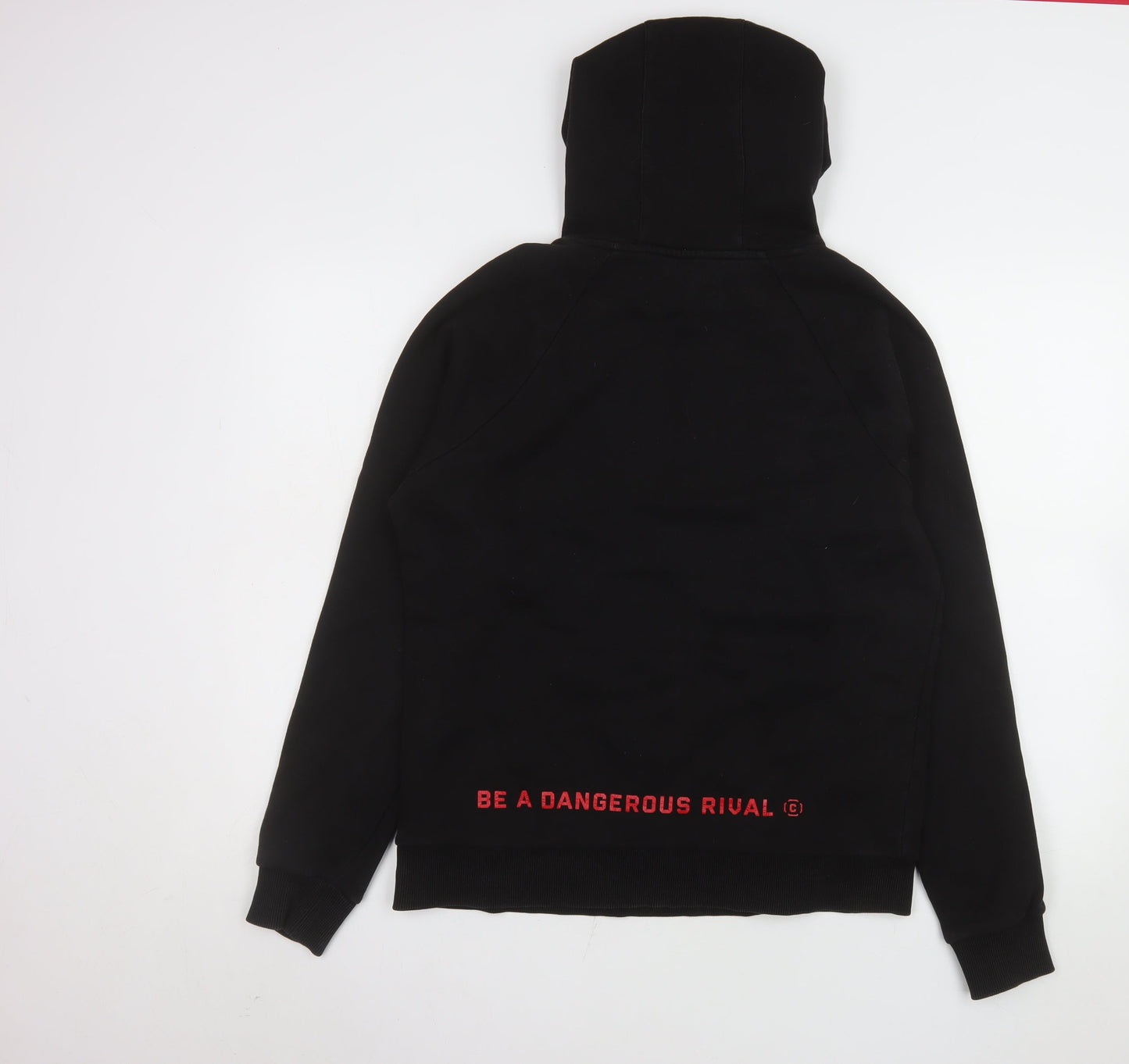 BADR Men's Black Pullover Hoodie M Sports Fleece Graphic Print