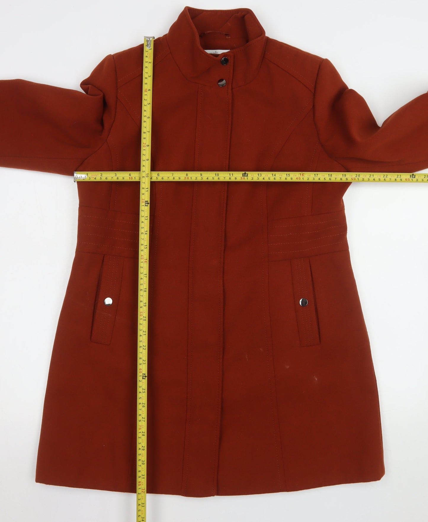 Wallis Womens Brown Mid-Length Coat UK 14 Lined Classic Overcoat