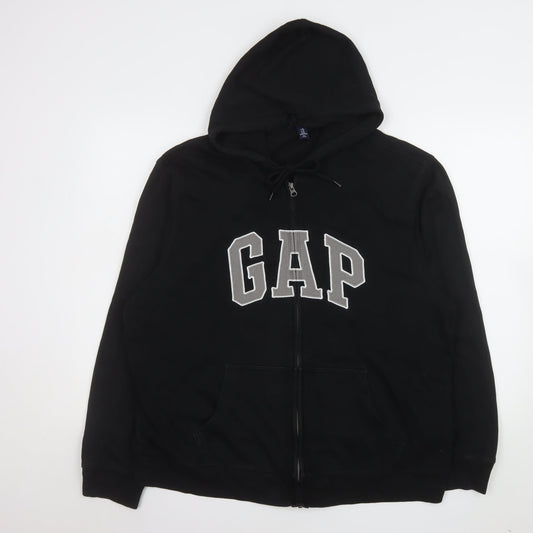 GAP Women's Black XL Full Zip Hooded Cotton Blend Logo Jacket