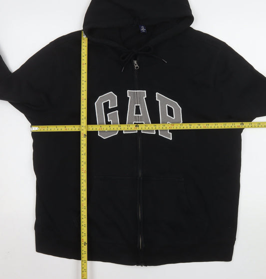 GAP Women's Black XL Full Zip Hooded Cotton Blend Logo Jacket