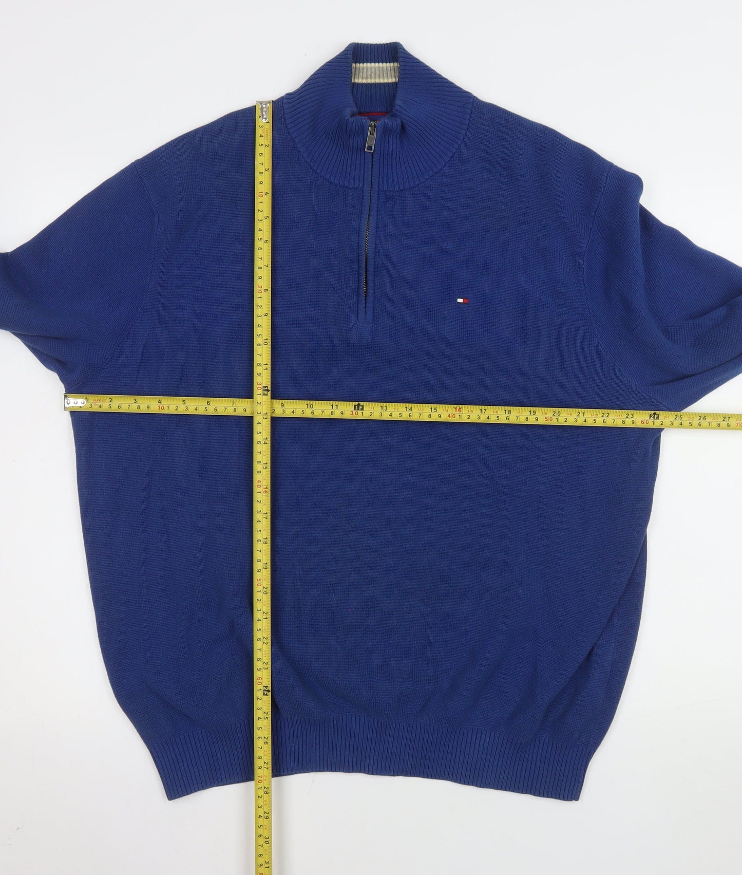 Tommy Hilfiger Men's Blue XL 1/4 Zip Mock Neck Cotton Sweatshirt