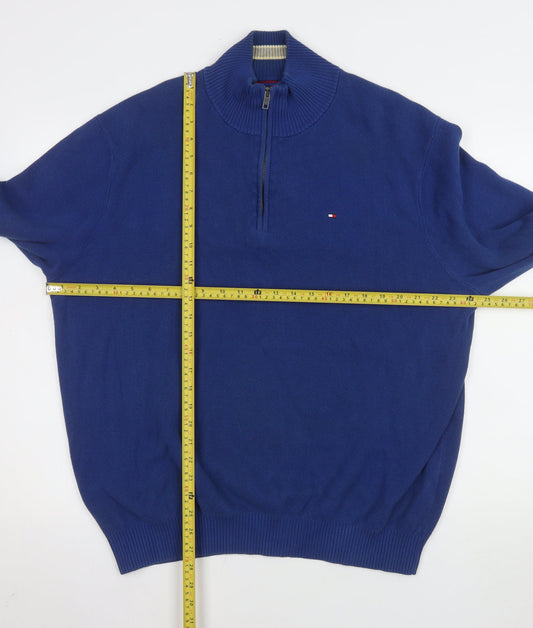 Tommy Hilfiger Men's Blue XL 1/4 Zip Mock Neck Cotton Sweatshirt