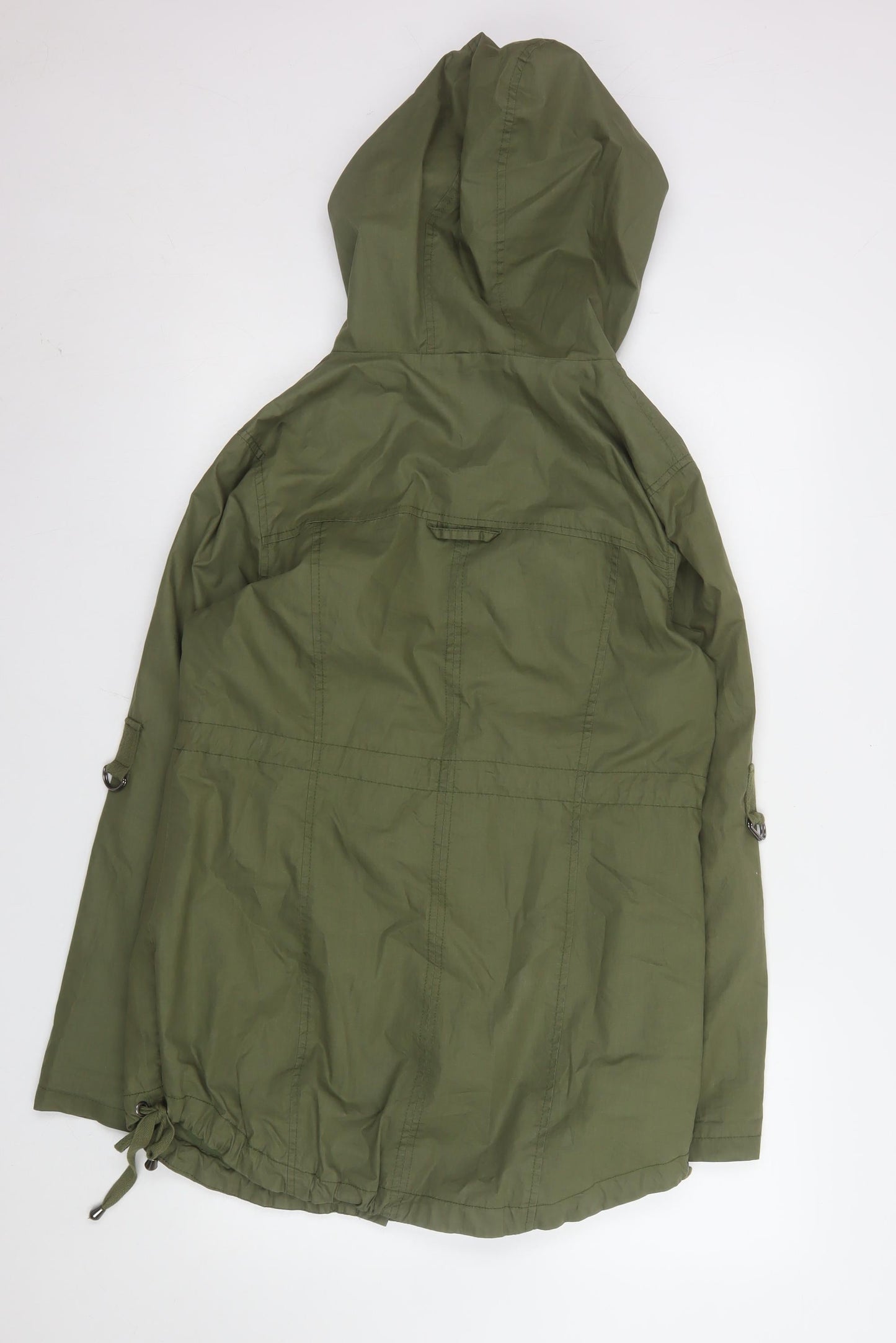 South Women’s Green Cotton Parka Jacket UK 14 Hooded Casual