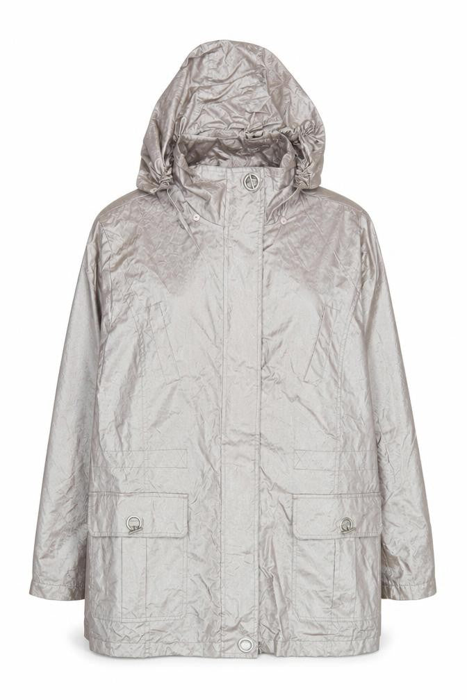 Eliza Gracy Womens Silver Hooded Waterproof Jacket Size 14