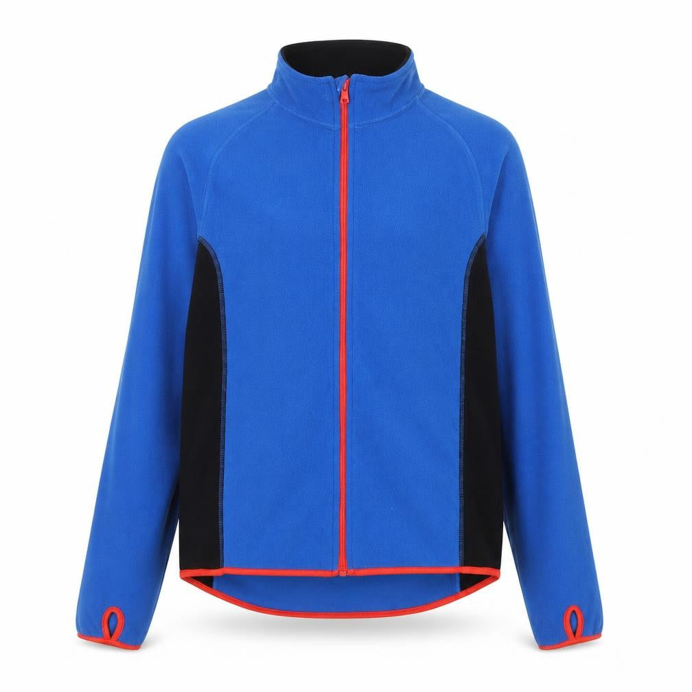 Front view of H&M boys’ blue full zip fleece track jacket, size 14, years polyester