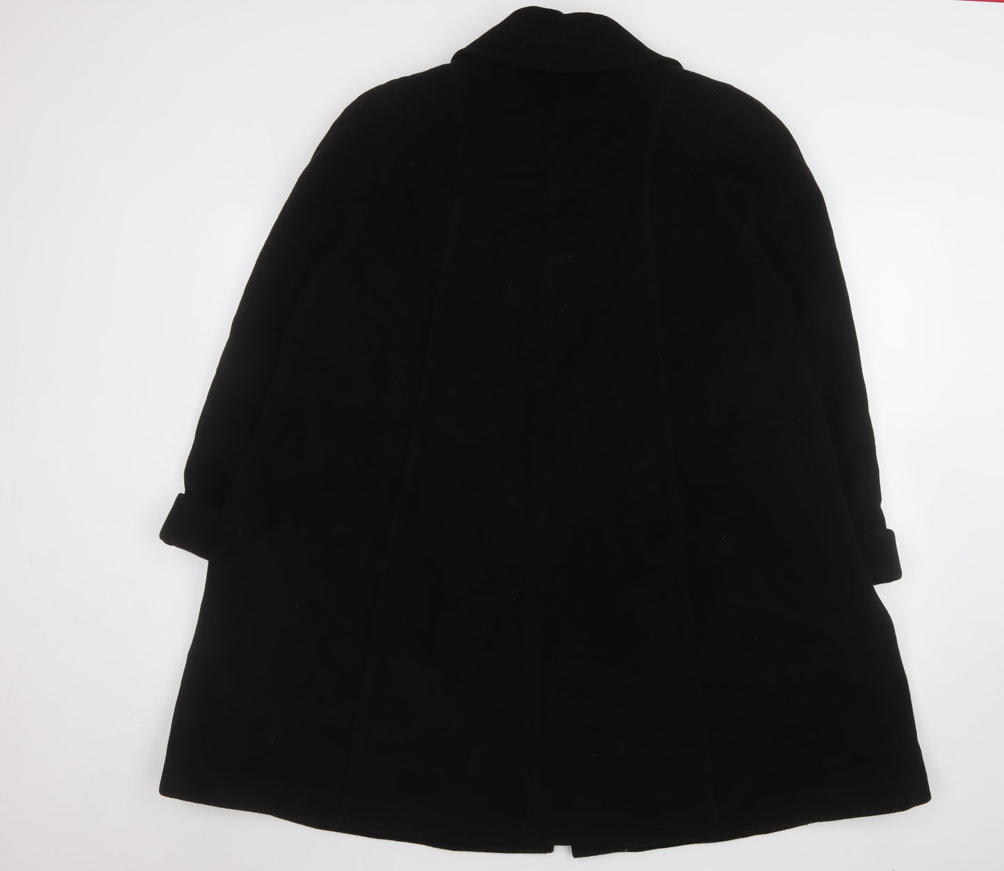 Kesta London Women's Black Wool Blend Mid-Length Coat Size 10