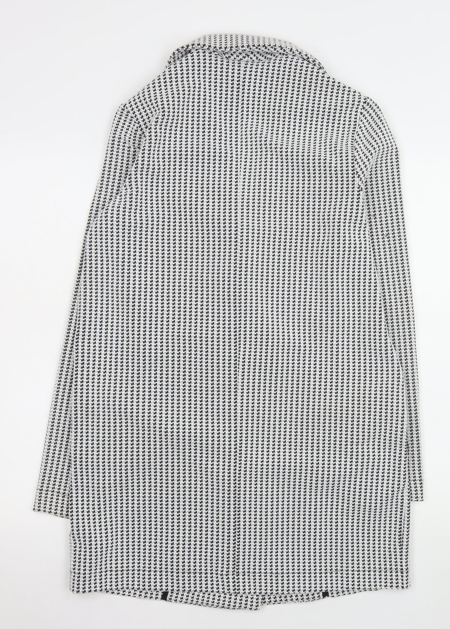 Next Women’s Black Houndstooth Coat Size 10 Classic Mid-Length