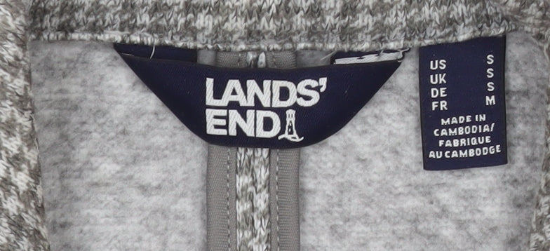 Lands' End Women Grey Houndstooth Single-Breasted Blazer Size S