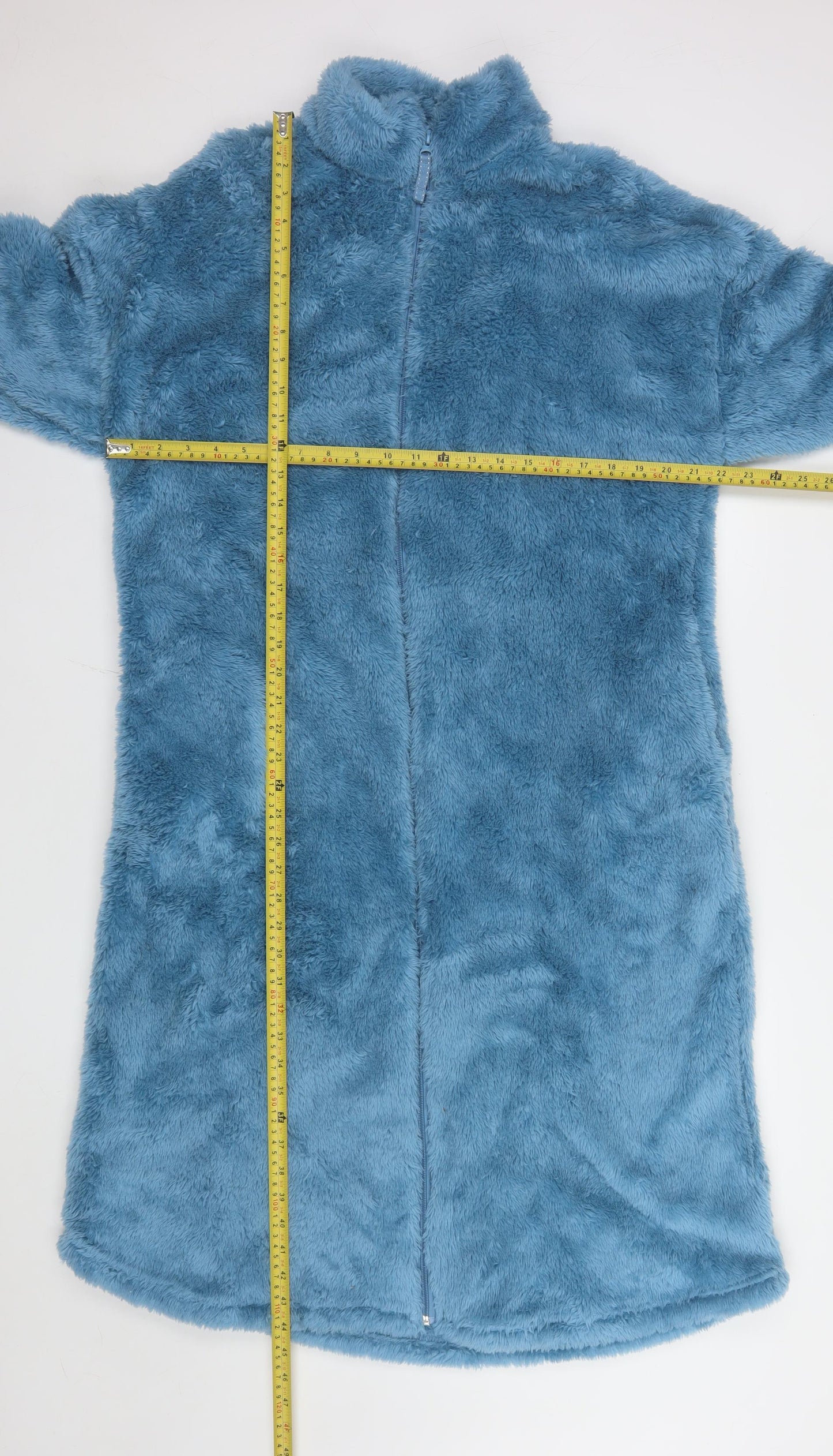 Marks and Spencer Womens Blue Fleece Zip Robe M Winter Nightwear