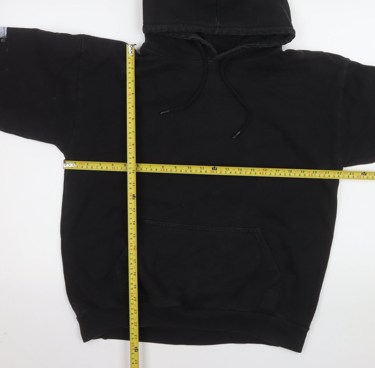 boohooMAN Men's Black Graphic 'Good Vibes Only' Pullover Hoodie S
