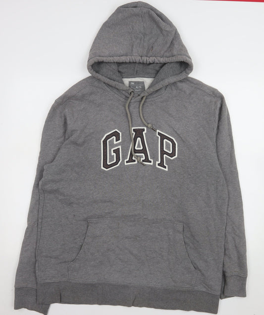 GAP Men's Grey XL Pullover Hoodie with Logo Cotton
