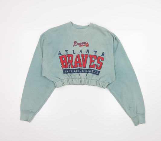 Pro Player Women’s Green Atlanta Braves Cropped Sweatshirt Size L