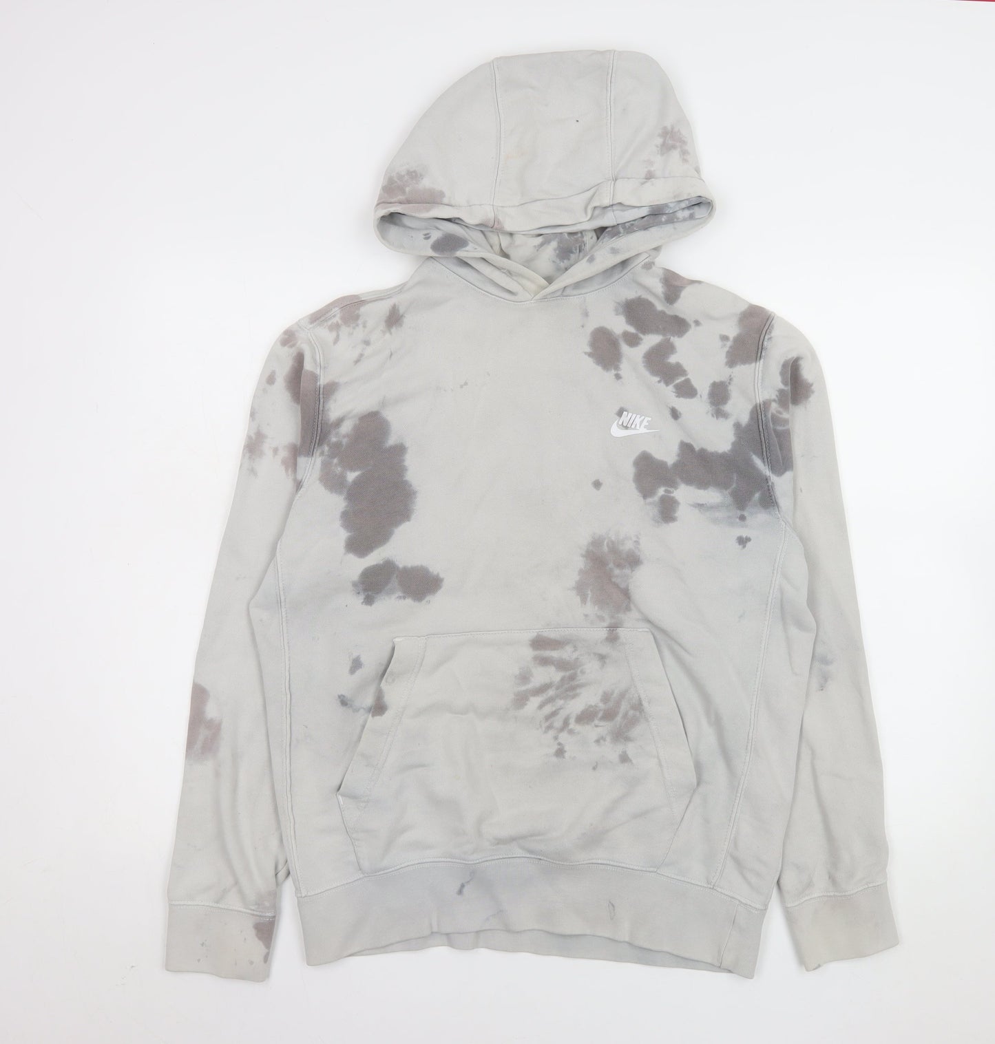 Nike Womens Grey Tie Dye Pullover Hoodie Size S Cotton Blend