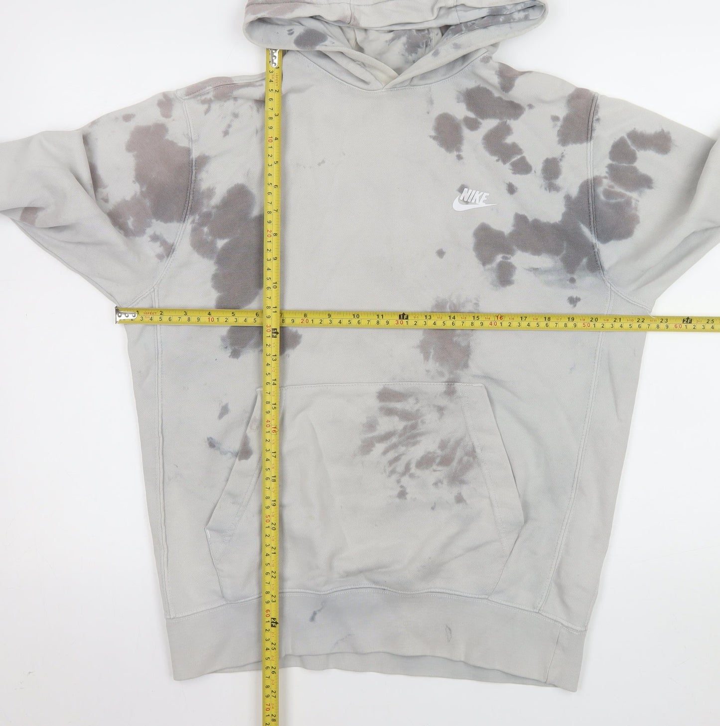 Nike Womens Grey Tie Dye Pullover Hoodie Size S Cotton Blend