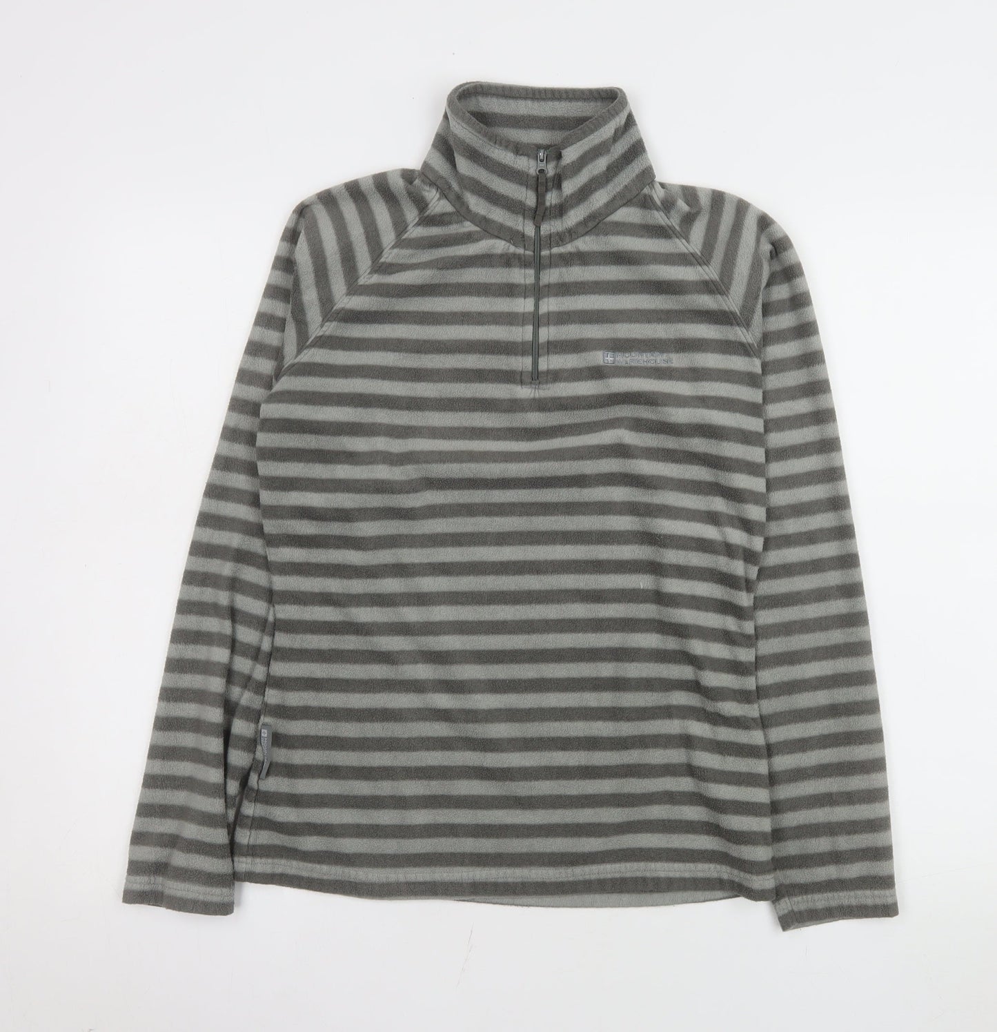 Mountain Warehouse Women Grey Striped 1/2 Zip Fleece Sweatshirt UK 10