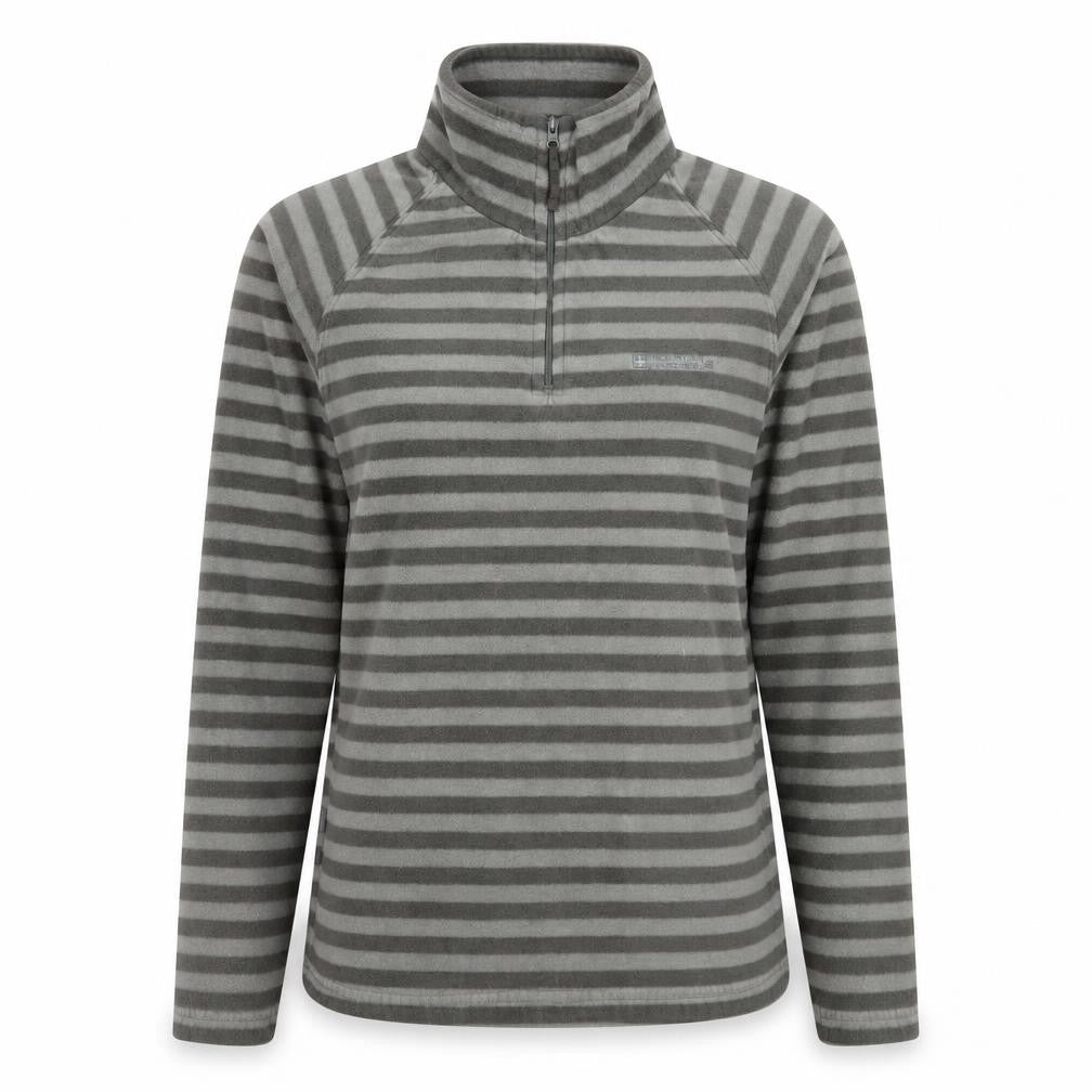 Mountain Warehouse Women Grey Striped 1/2 Zip Fleece Sweatshirt UK 10