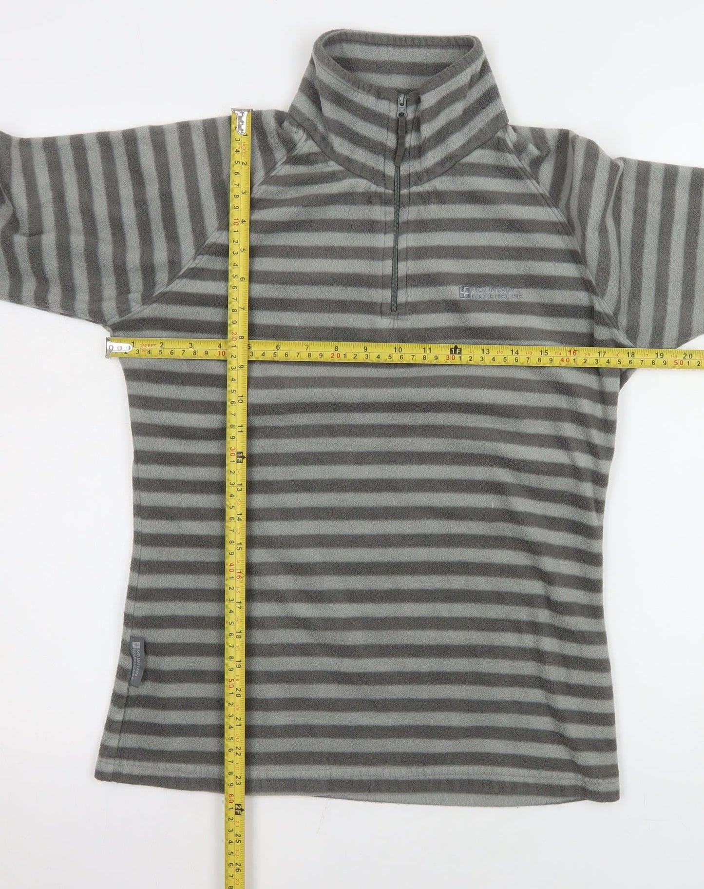 Mountain Warehouse Women Grey Striped 1/2 Zip Fleece Sweatshirt UK 10