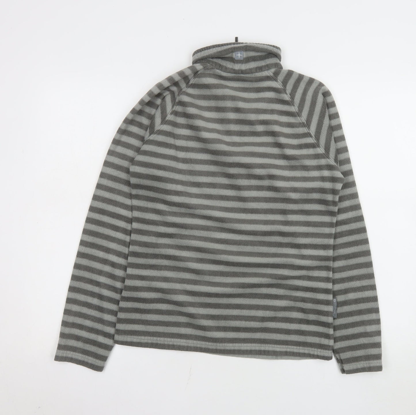 Mountain Warehouse Women Grey Striped 1/2 Zip Fleece Sweatshirt UK 10