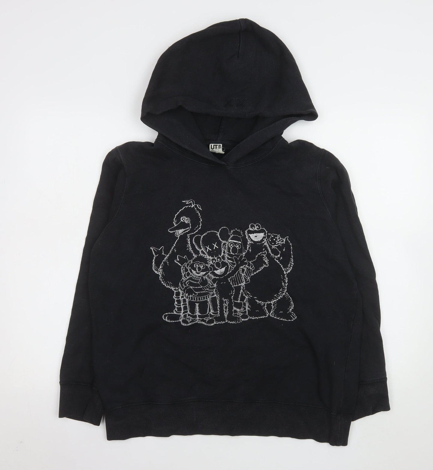 UNIQLO Mens Black XL Pullover Hoodie Sesame Street Graphic
