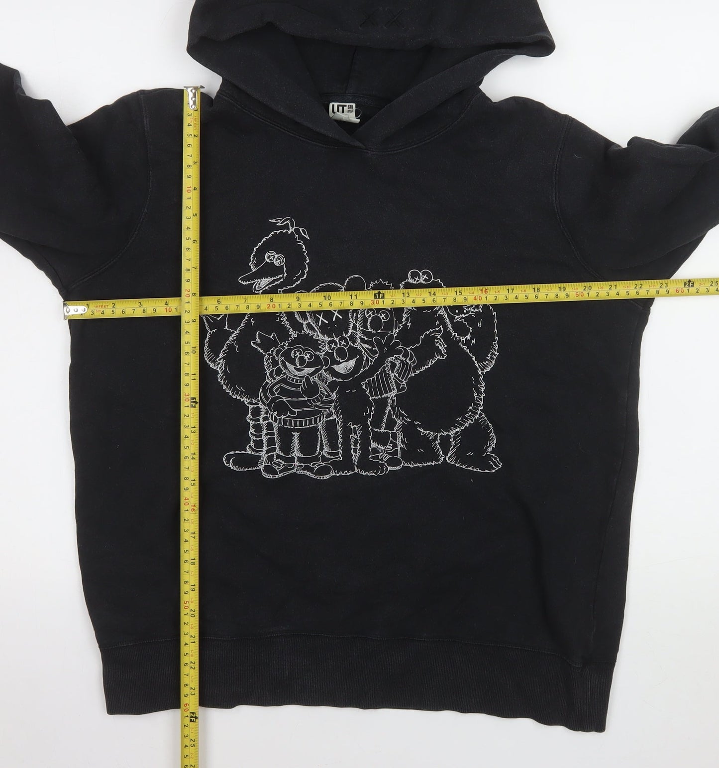 UNIQLO Mens Black XL Pullover Hoodie Sesame Street Graphic