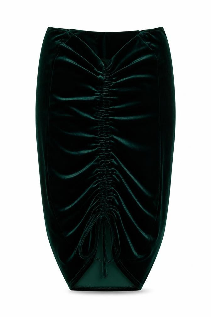 PrettyLittleThing Women’s Green Velvet Ruched Bodycon Off Shoulder Dress UK 6