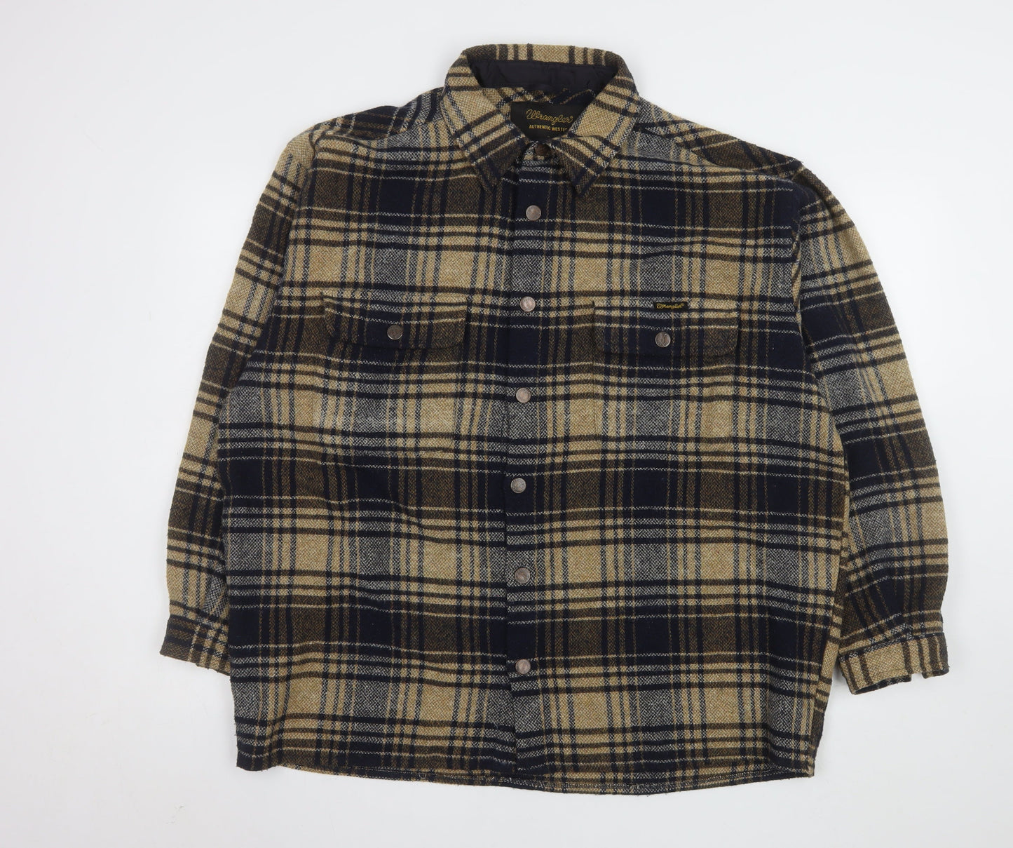 Wrangler Men's Brown Checked Western Wool Blend XL Shirt Jacket