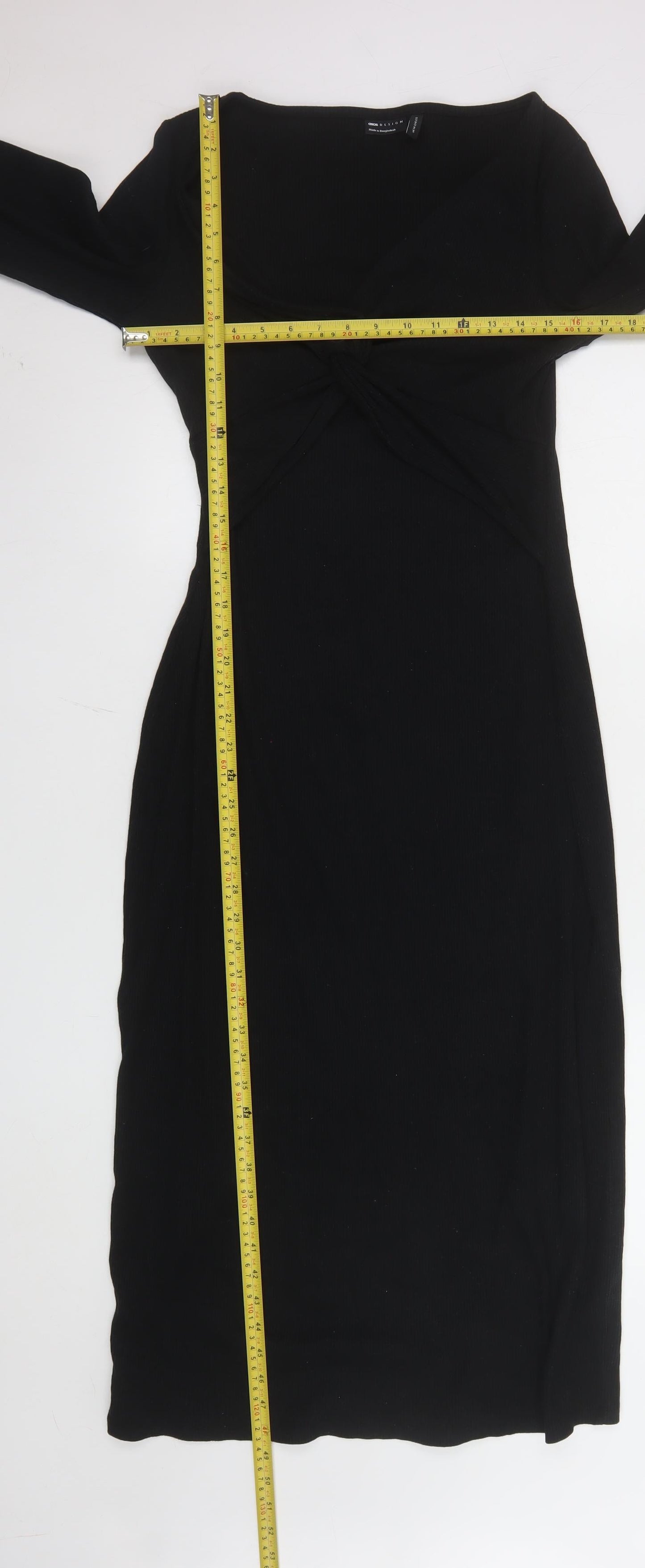 ASOS DESIGN Women's Black Size 14 Knit Bodycon Midi Dress
