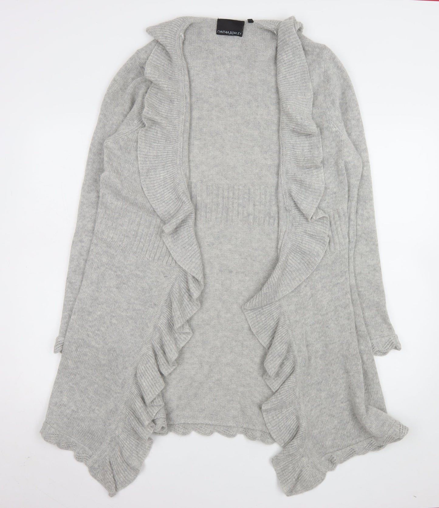Cynthia Rowley Women’s Grey Ruffle Open Front Knit Cardigan XL