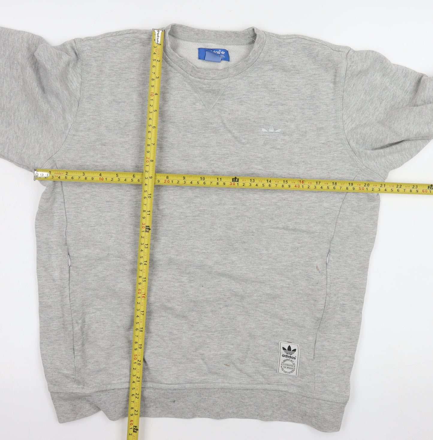 Adidas Men's Grey Crew Neck Pullover Sweatshirt Size S