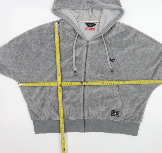 Superdry Womens Grey Relaxed Fit Hooded Zip Jacket Size 16