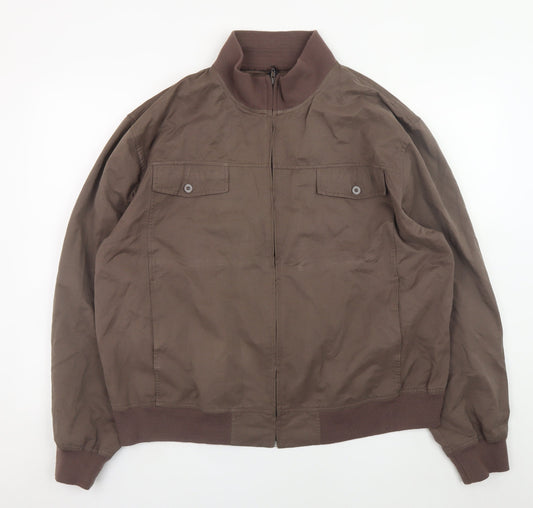 EASY Men’s Brown XL Bomber Jacket Polyester Cotton Blend Casual